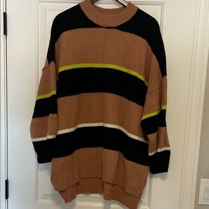 Free People Black and Brown Striped Sweater